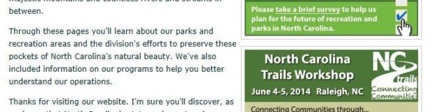NC STATE PARKS IS ASKING YOUR OPINION – IT’S TIME TO GIVE IT